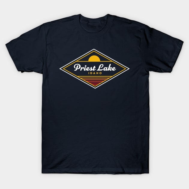 Priest Lake Idaho Priest Lake Camping Retro Sunset T-Shirt by PodDesignShop